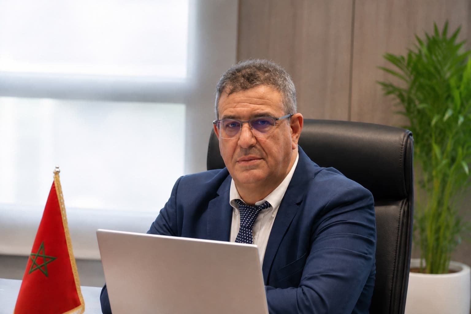 Portrait de M. Abdelkrim Kenfaoui, Directeur de l'ORMVA du Loukkos, à son bureau