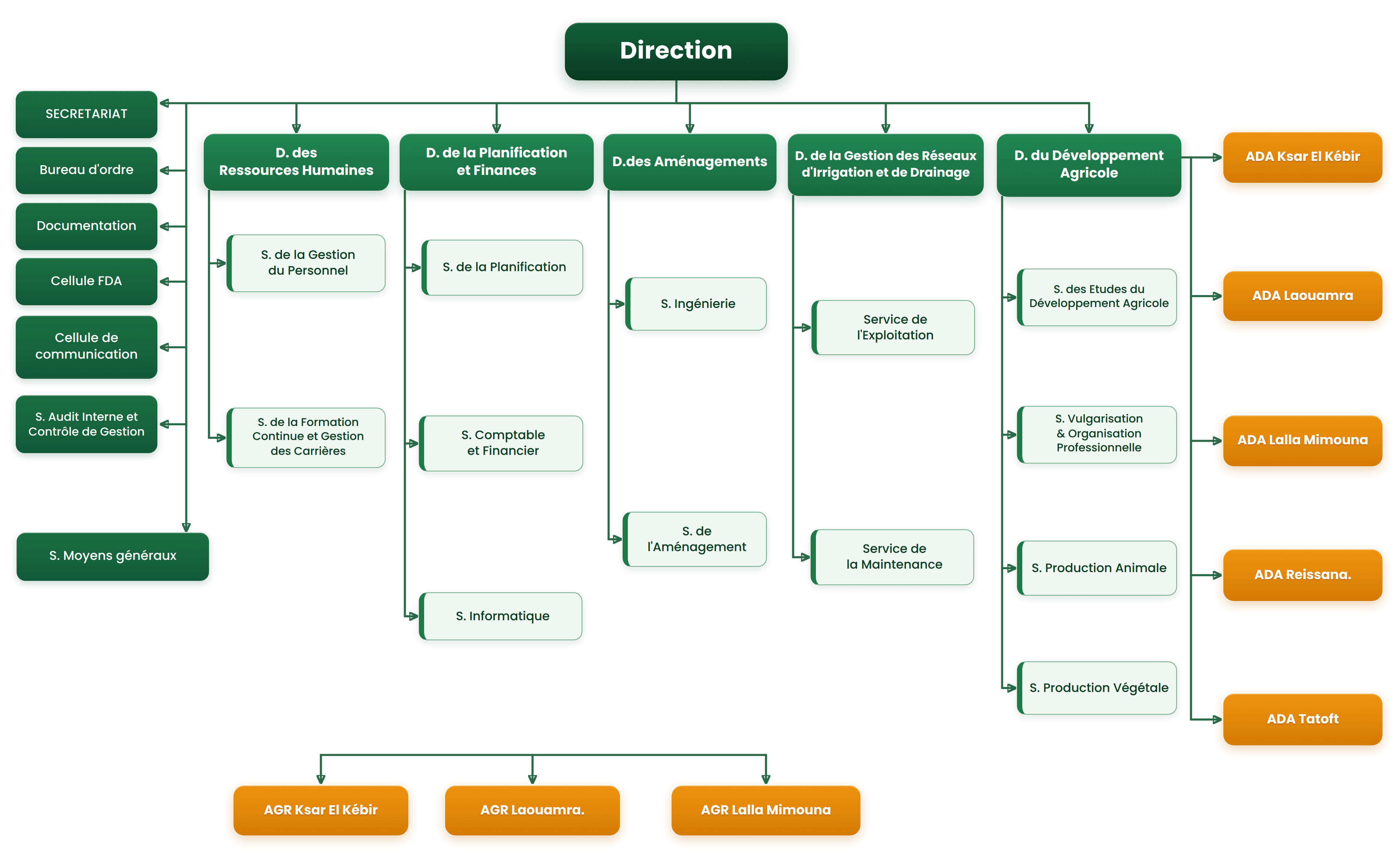 Organigramme de l'Office Régional de Mise en Valeur Agricole du Loukkos